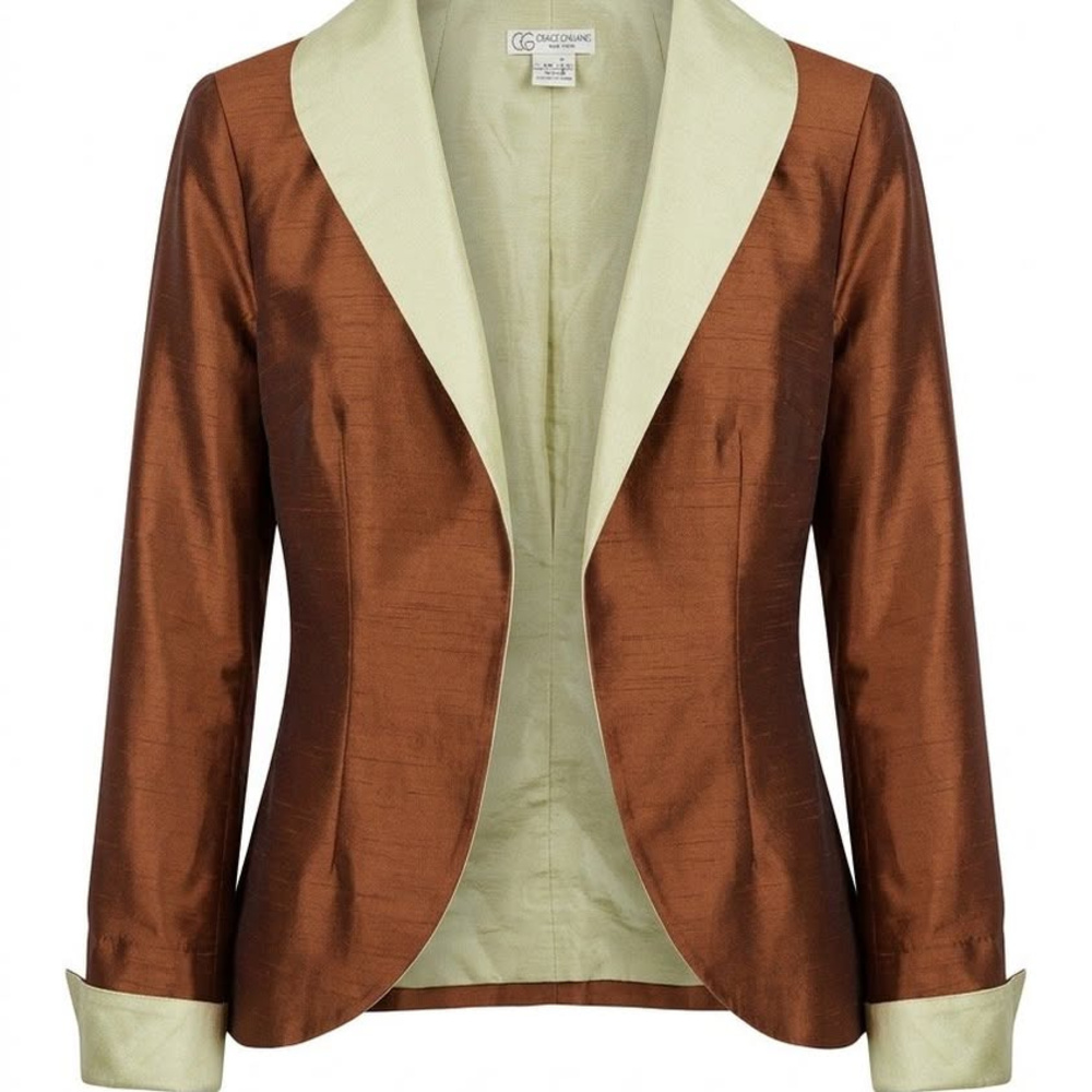 Polyester blazer, Grace Chuang New York, two-tone jacket, Size M